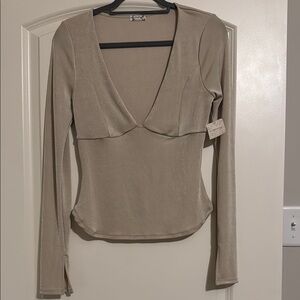 Elegant Beige Long Sleeve Top